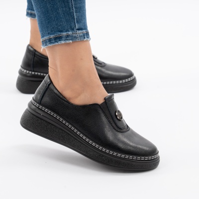 Pantofi Casual Piele Naturala Negru JY6709