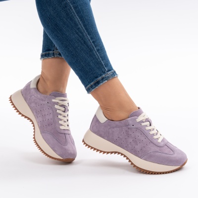 Pantofi Casual Piele Naturala Purple AN2598 