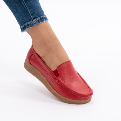 Pantofi Casual Piele Naturala Rosu 1121-2