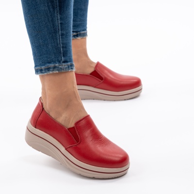 Pantofi Casual Piele Naturala Rosu 1160