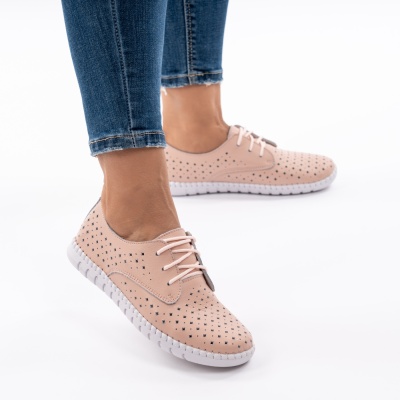 Pantofi Casual Piele Naturala Roz 605