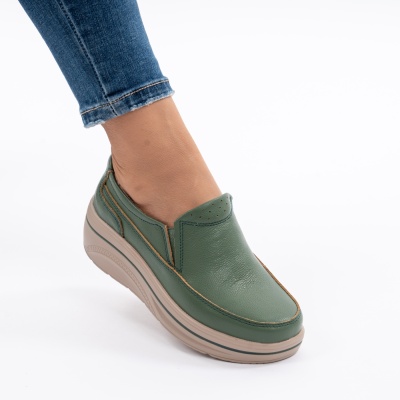 Pantofi Casual Piele Naturala Verde 1152