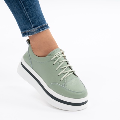 Pantofi Casual Piele Naturala Verde 9881