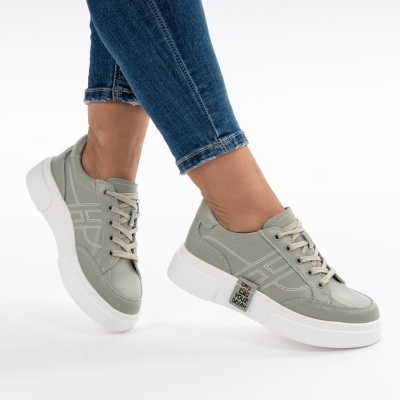Pantofi Casual Piele Naturala Verde JY6821