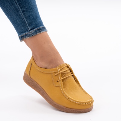 Pantofi Casual Piele Naturala WK 212 Galbeni