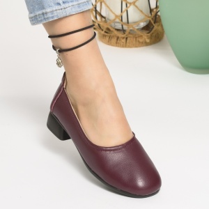 Pantofi cu Toc Piele Naturala Wine 686