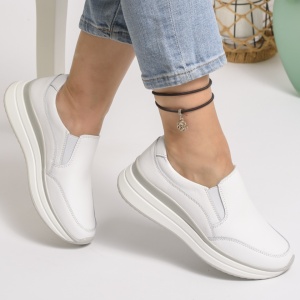 Pantofi Dama Piele Naturala Alb F001-681