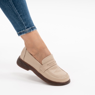 Pantofi Dama Piele Naturala Bej 8056