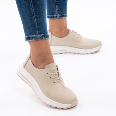 Pantofi Dama Piele Naturala Bej T-5931