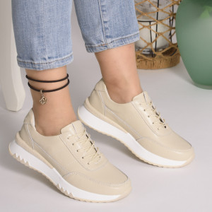 Pantofi Dama Piele Naturala Bej  T5103