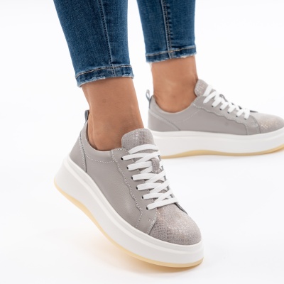 Pantofi Dama Piele Naturala GRI F002-275