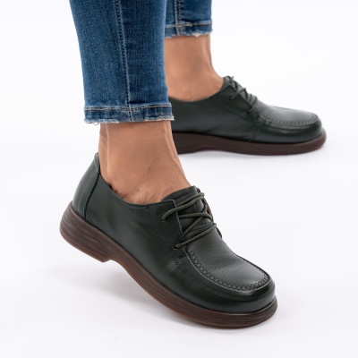 Pantofi Dama Piele Naturala Kaki 8055