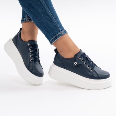 Pantofi Piele Naturala Bleumarin 881