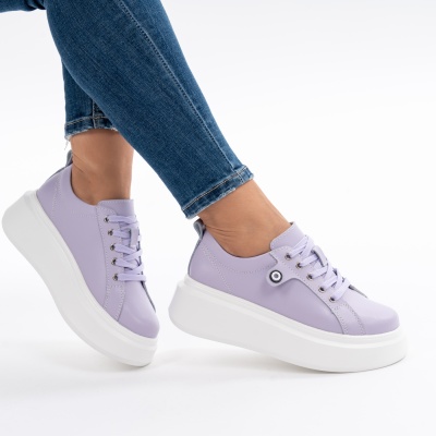 Pantofi Piele Naturala Mov 881