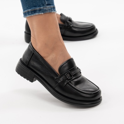 Pantofi Piele Naturala Negri 2268