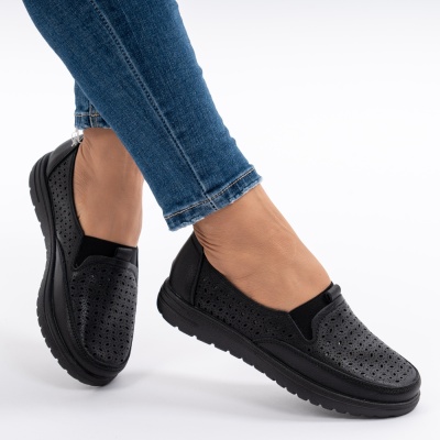 Pantofi Piele Naturala Negri Super Usor F2310