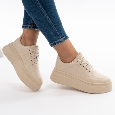 Pantofi Piele Naturala Talpa Comoda Bej AN2528