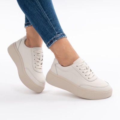 Pantofi Piele Naturala Talpa Comoda Bej F001-924