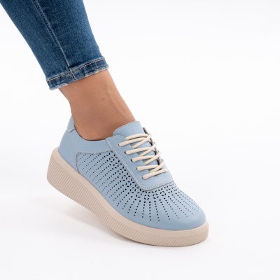 Pantofi Piele Naturala Talpa Comoda Blue AN-29-1