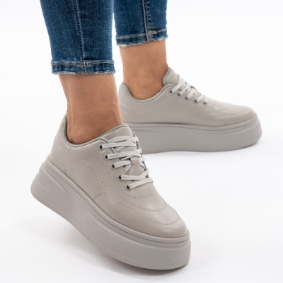 Pantofi Piele Naturala Talpa Comoda Gri AN2528