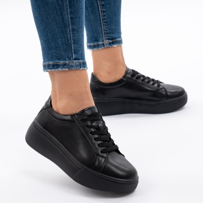 Pantofi Piele Naturala Talpa Comoda Negri F001-773