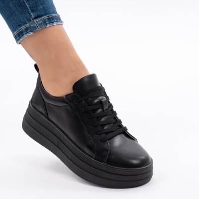 Pantofi Piele Naturala Talpa Comoda Negri F002-397
