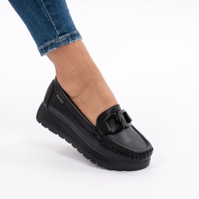 Pantofi Piele Naturala Talpa Comoda Negri G10-A18