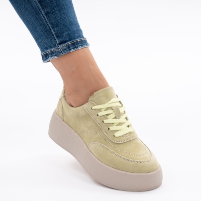 Pantofi Piele Naturala Talpa Comoda Verde AN12