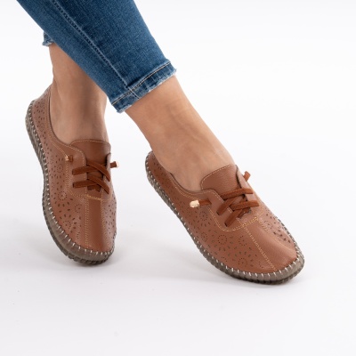 Pantofi Piele Naturala Talpa Flexibila AN222 Camel