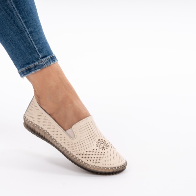 Pantofi Piele Naturala Talpa Flexibila AN223 Bej