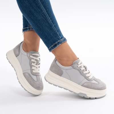 Pantofi Piele Naturala Talpa RELAX A03-1 Gri
