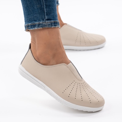 Pantofi Sport Piele Naturala 72-06 Bej