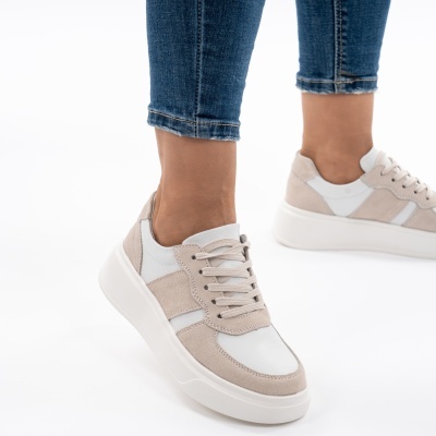 Pantofi Sport Piele Naturala Bej AN2310