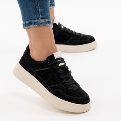 Pantofi Sport Piele Naturala Negru R832