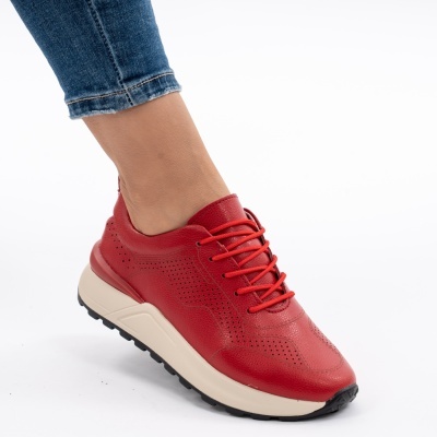 Pantofi Sport Piele Naturala Red AN368