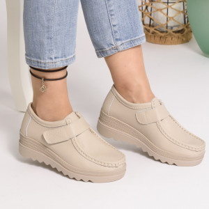 Pantofi Talpa Comoda  Piele Naturala MM218 Bej
