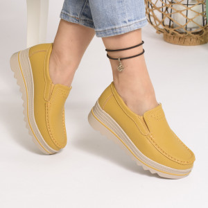 Pantofi Talpa Comoda Piele Naturala MM219  Mustar