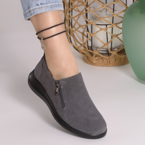 Pantofi Talpa Flexibila Piele Naturala Intoarsa T-3100 Gri