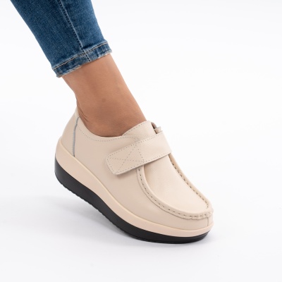 Pantofi Talpa Ortopedica Piele Naturala 1157 Bej