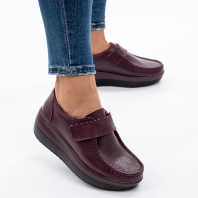 Pantofi Talpa Ortopedica Piele Naturala 1157 Visiniu