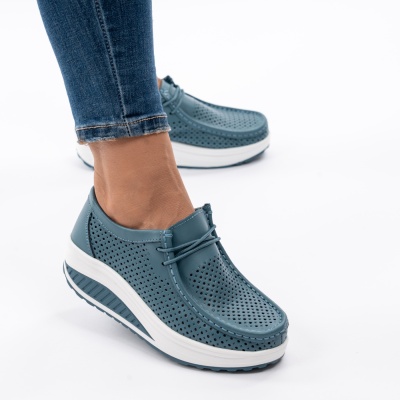 Pantofi Talpa Ortopedica Piele Naturala A525 Blue