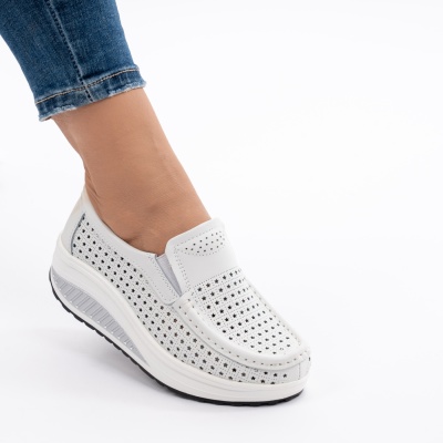 Pantofi Talpa Ortopedica Piele Naturala Albi A522