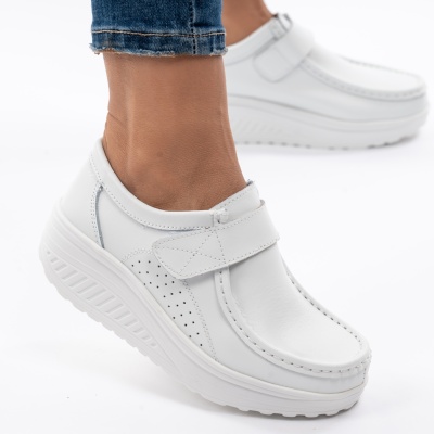 Pantofi Talpa Ortopedica Piele Naturala AN333 Alb
