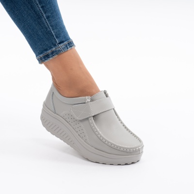 Pantofi Talpa Ortopedica Piele Naturala AN333 Gri