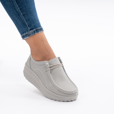 Pantofi Talpa Ortopedica Piele Naturala AN388 Gri
