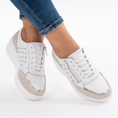 Pantofi Talpa Ortopedica Piele Naturala AN618-5  Alb