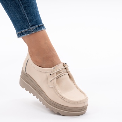 Pantofi Talpa Ortopedica Piele Naturala Bej 1-1151