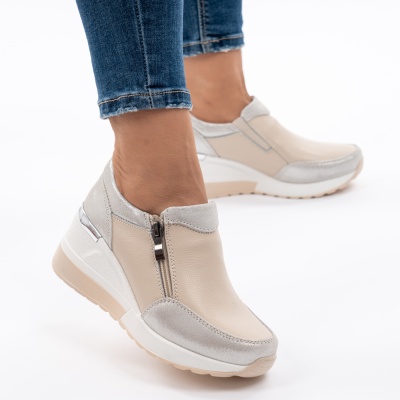 Pantofi Talpa Ortopedica Piele Naturala Bej ZT-06