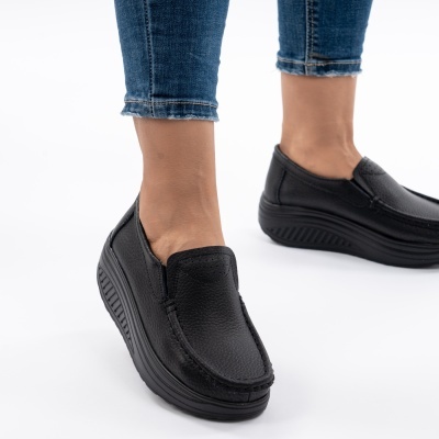 Pantofi Talpa Ortopedica Piele Naturala Black MM210