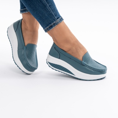 Pantofi Talpa Ortopedica Piele Naturala Blue A339